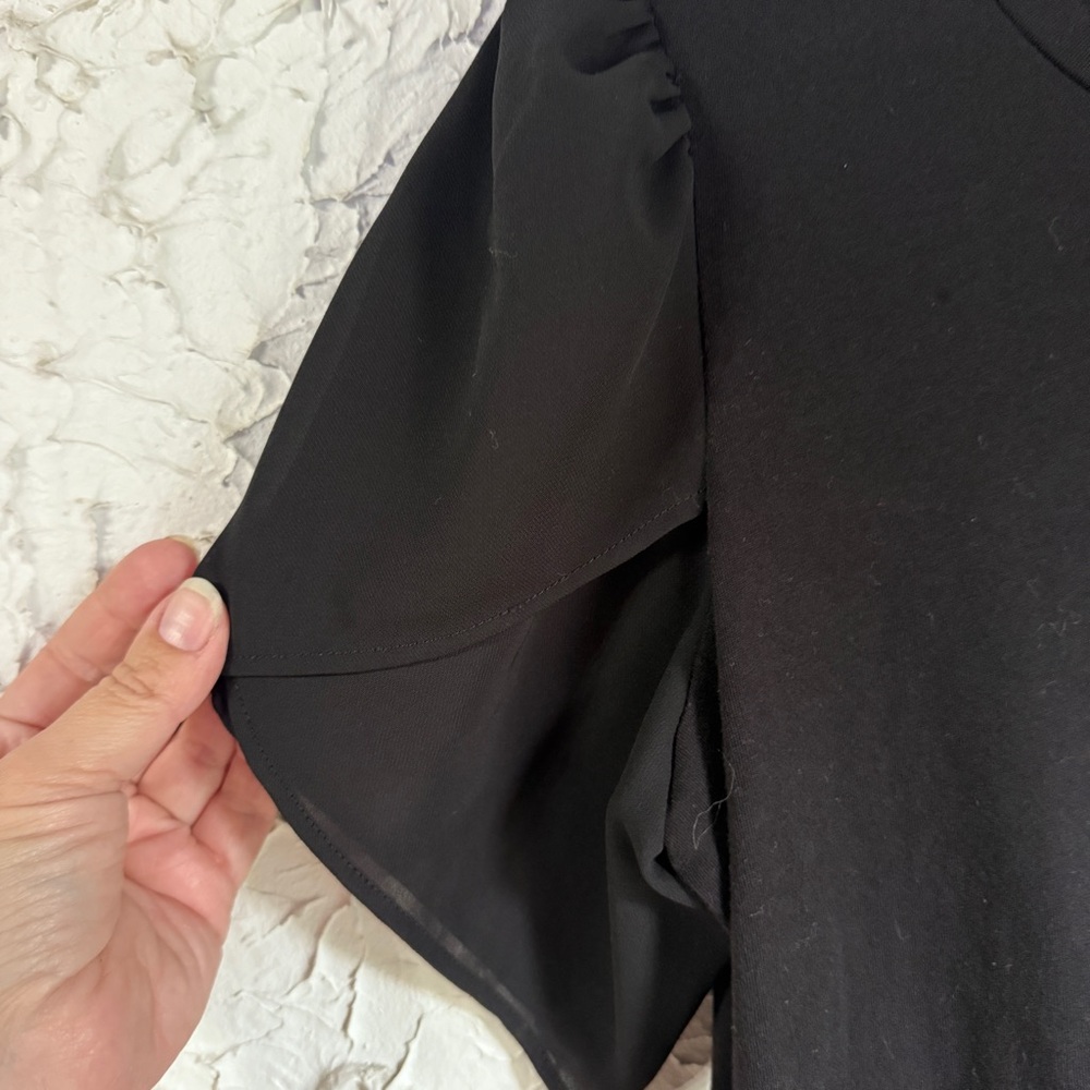MICHAEL Michael Kors Classic Black Top with Statement Sleeve - Picture 6 of 9